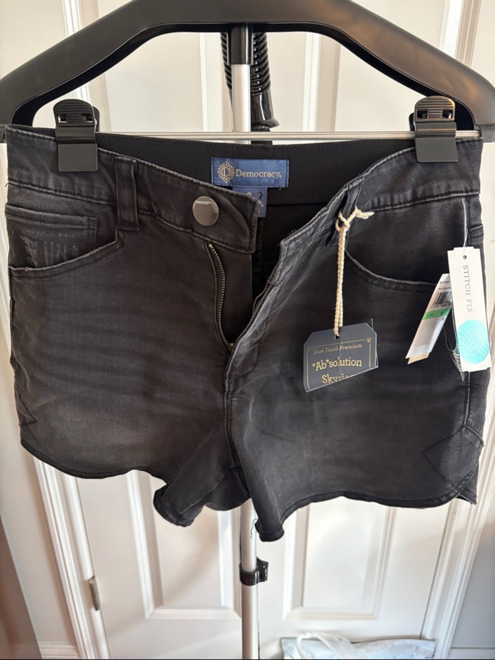 Democracy Black High-Rise Stretch Denim Shorts